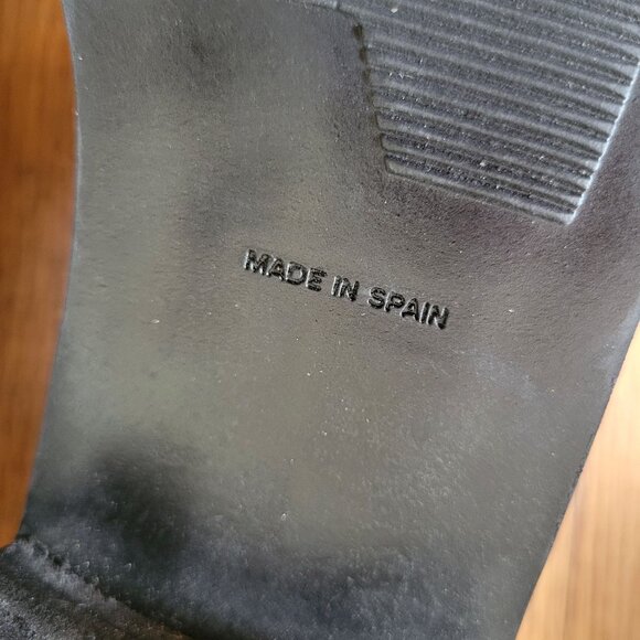 Stuart Weitzman Black Leather Slip On Shoes 7W‎ Spain Chunky Heels 90s Y2K - Picture 9 of 9